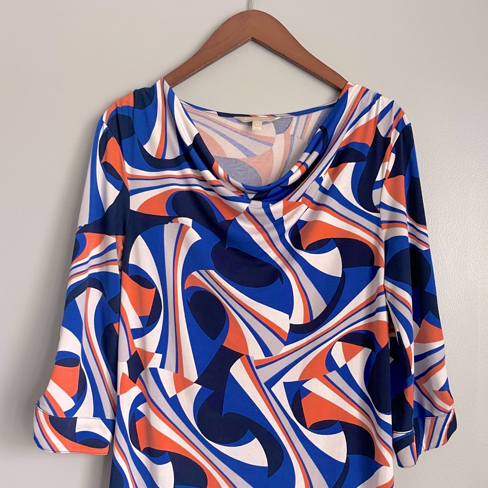 Banana Republic geometric cowl neck shift dress, size medium